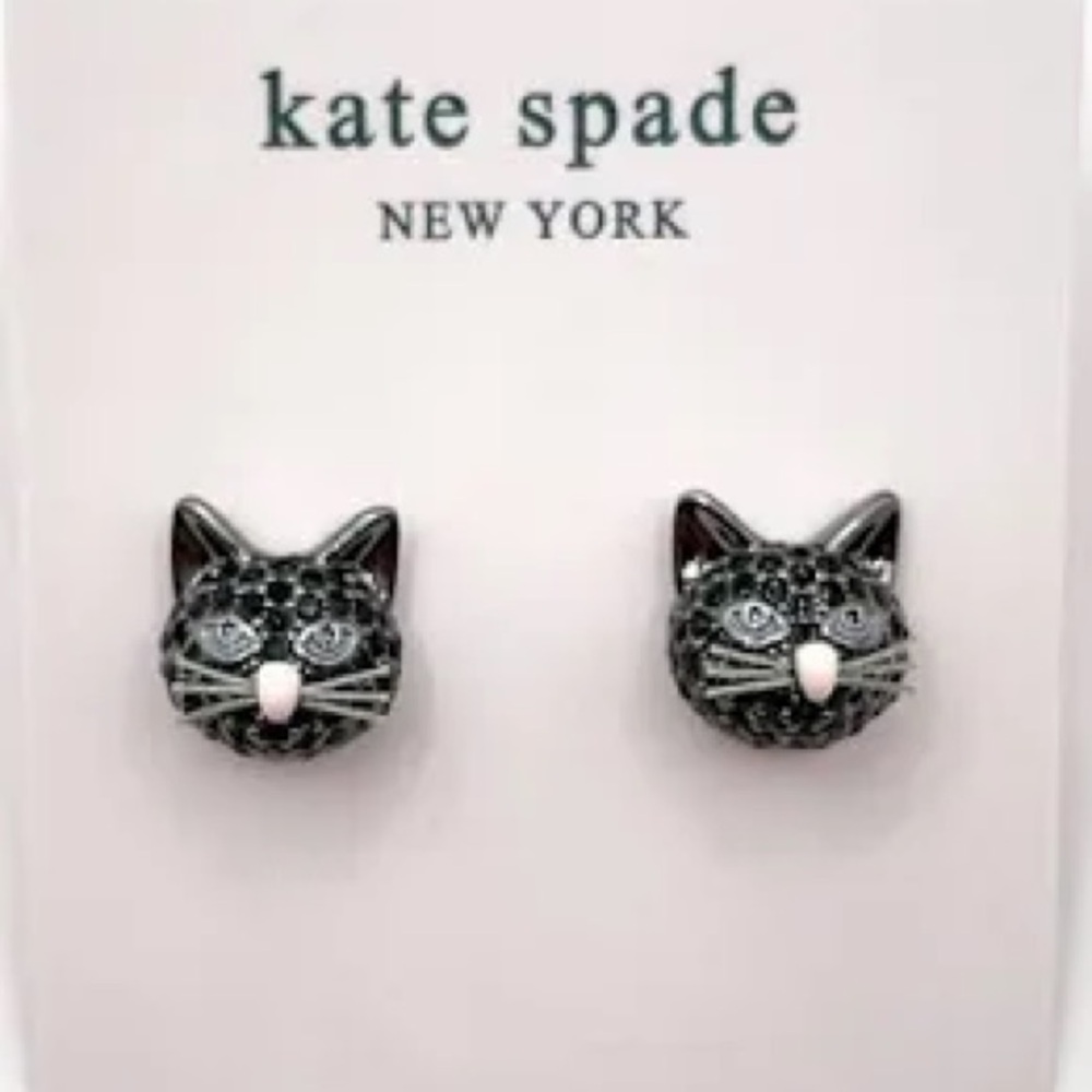 Authentic Kate spade cat stud earrings. New with card.